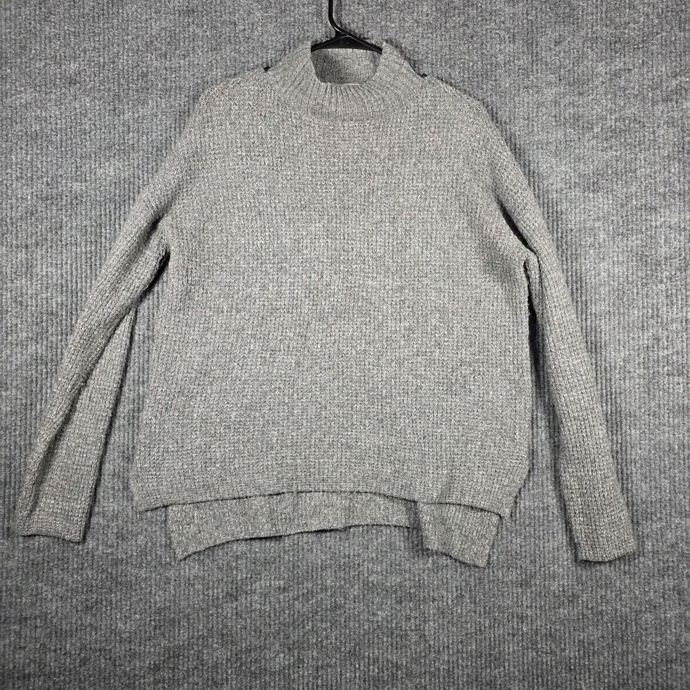 SO Gray Mock Neck Sweater Small Textured‎ Knit Cozy Pullover